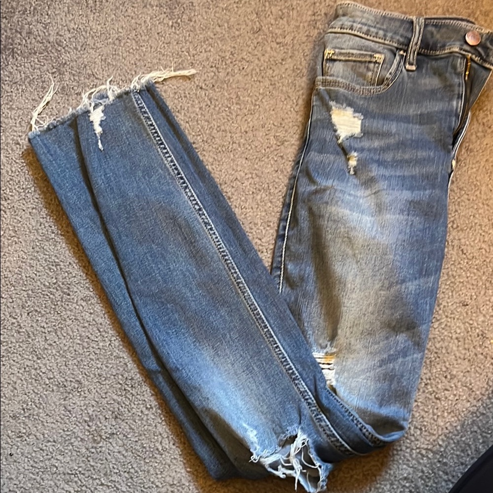 Hollister Women's Skinny Jeans - Distressed Blue